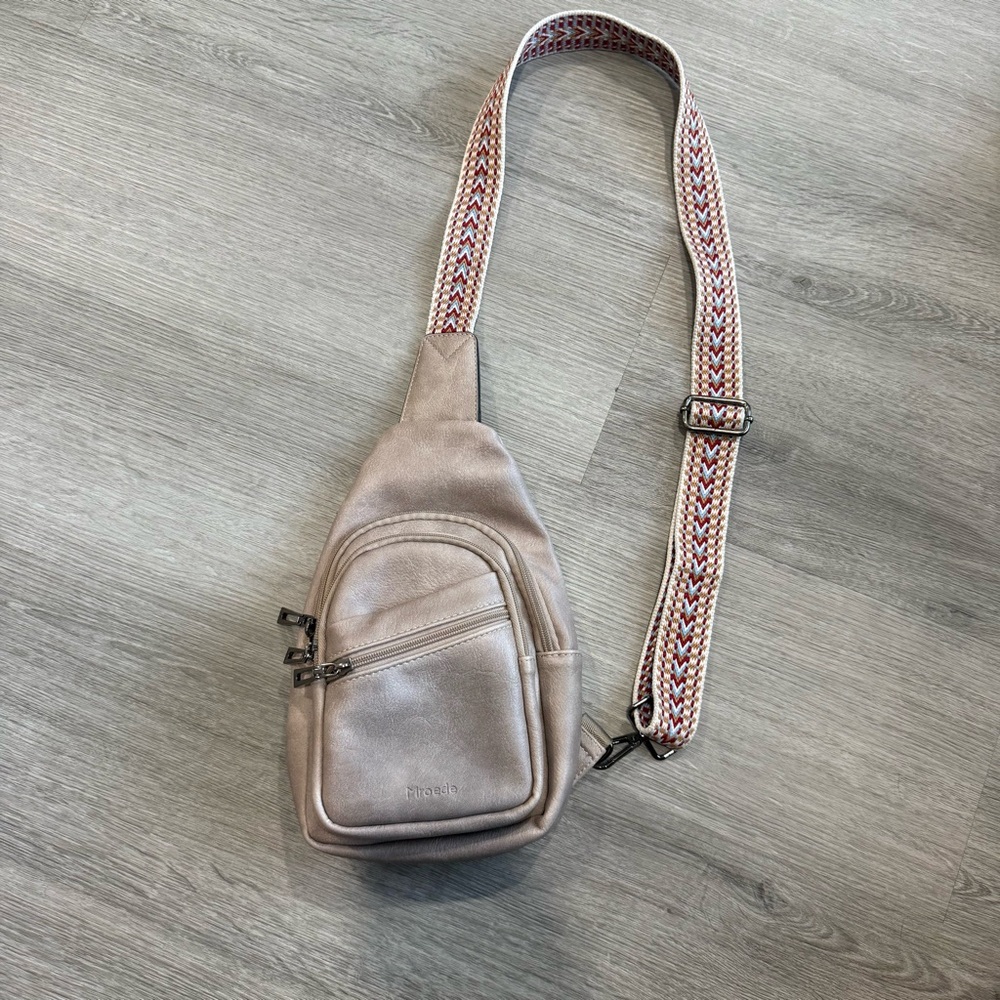 Beige Sling Bag with Colorful Strap